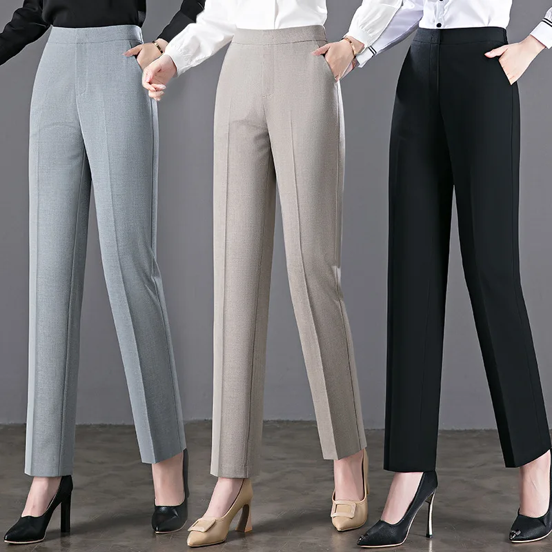 Top Trends: Women's Trousers Autumn New Elastic Waist Business Wear Formal Wear Straight Pants High Waist Women's Casual Long Pants Shoppable Styles - Image 2