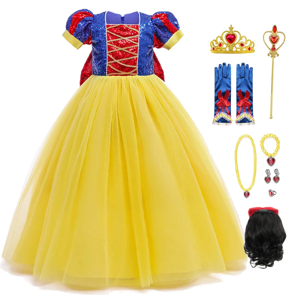 Top Trends: Sequins Girl Snow White Fancy Dress Girls Kids Carnival Christmas Party Princess Costume Children Birthday Performance Clothes Shoppable Styles