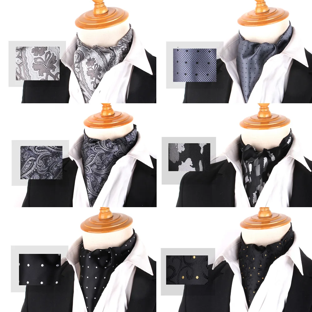 Top Trends: Grey Pattern Cashew Tie For Men Wedding Formal Cravat Ascot Scrunch Self British Gentleman Jacquard Paisley Neck Tie Luxury Shoppable Styles