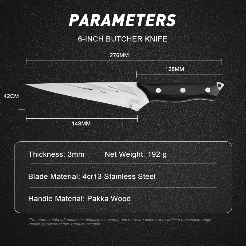 Description Picture 6 of itemForged Boning Knife Set Sharp High Carbon Stainless Steel Kitchen Knives Meat Cleaver Sushi Knife for Slicing Carving Deboning