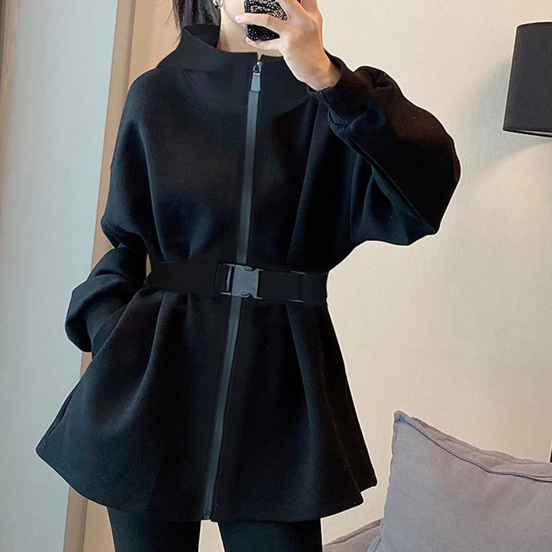 Top Trends: Hooded Thickened Sweater Coat Women&#039;s Waist Mid Length Cardigan Spring And Autumn 2023 Jackets Shoppable Styles