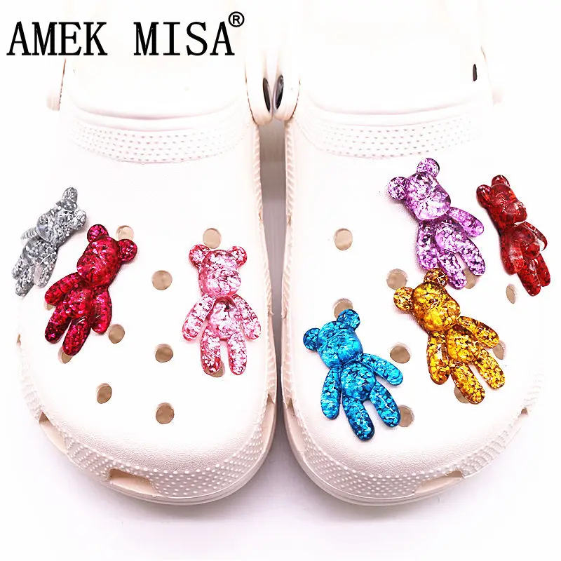 Top Trends: Cartoon Cute Clog Charms Fashion Gold Silver Red Pink Blue Glitter Bear Shoe Accessories Decorations For Couples Kids Gifts Shoppable Styles