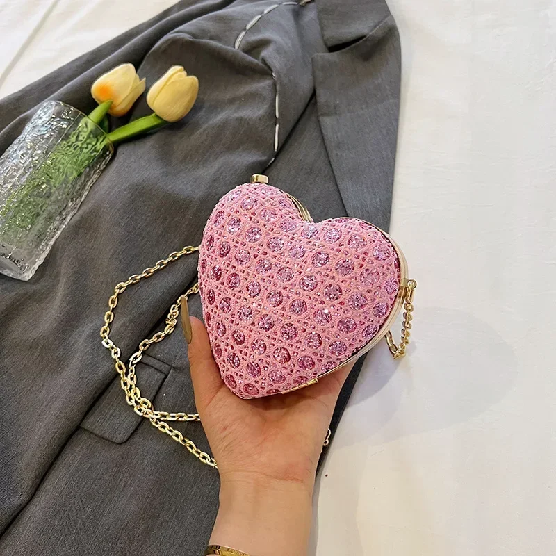 Top Trends: Shiny Rhinestones Women Heart Shape Clutch Purse Lady Gold Evening Minaudiere Bags Bridal Wedding Handbags Formal Party Purses Shoppable Styles - Image 2