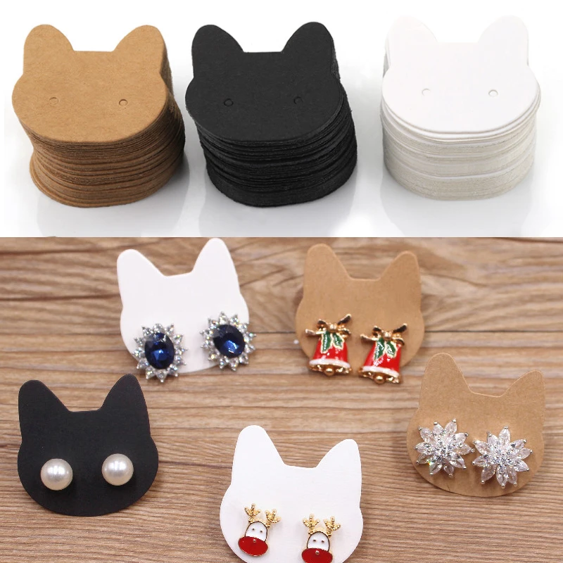 Top Trends: Ncmama 100 / 150Pcs Kawaii Cat Card Jewelry Display Cardboards Ear Studs Cards Earrings Necklace Price Tag DIY Storage Accessories Shoppable Styles