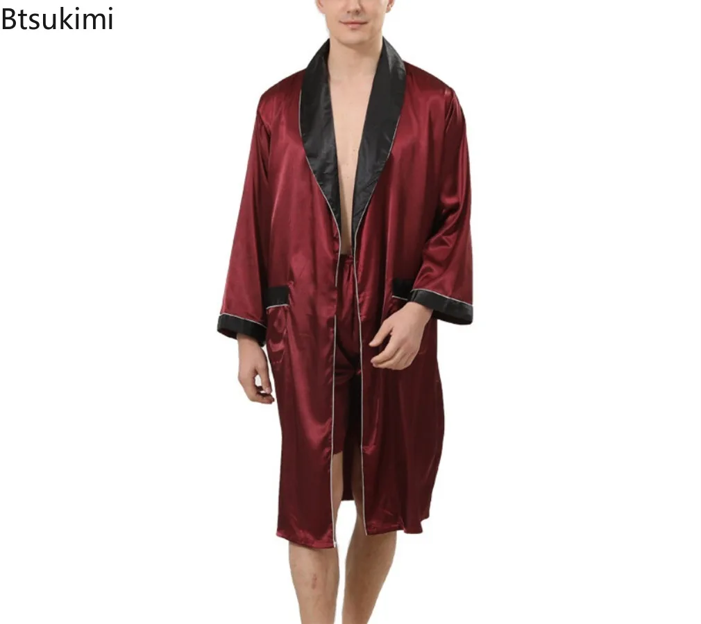 Top Trends: 2024 Men's Summer Casual Silk Robe Sets Sleepwear Robe&Shorts Two Pieces Man Satin Comfortable Kimono Gown Housewear Bathrobe Shoppable Styles