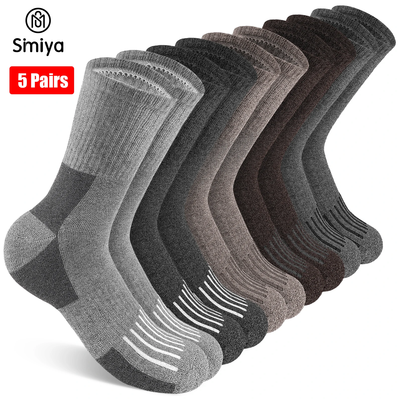 Top Trends: SIMIYA 5 Pairs Merino Wool Socks For Men Warm Thermal Winter Socks Non-Slip Hiking Socks Breathable Crew Socks For Cold Weather Shoppable Styles