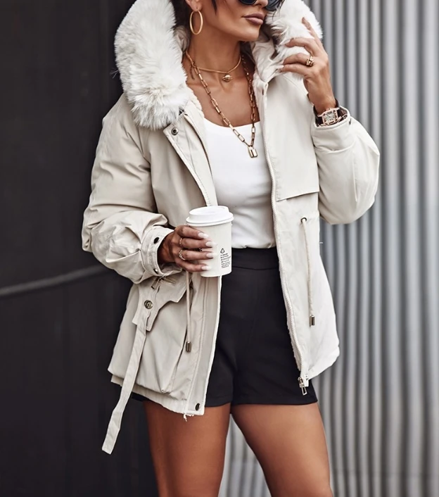 Top Trends: Woman Trends Faux Fur Lantern Sleeve Hooded Cargo Parka Coat Female Clothing New Winter Women's Casual Jacket Cardigan Shoppable Styles