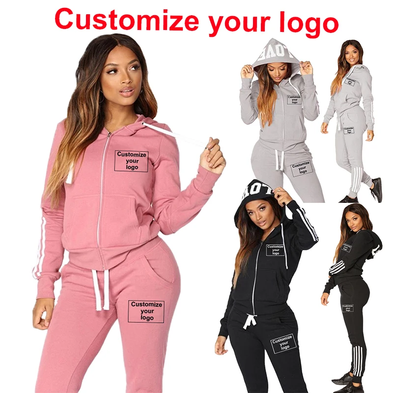 Top Trends: Women's Striped Sportswear Two-piece Casual Long Sleeved Full Zippered Hoodie And Pants Sportswear Set Women's Sportswear Set Shoppable Styles