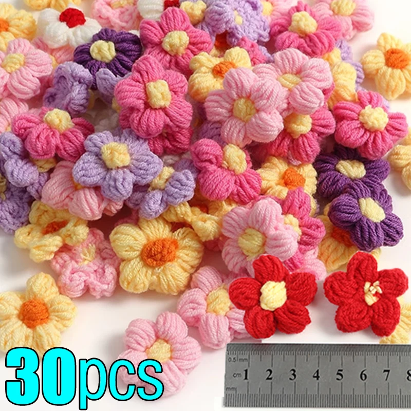 Top Trends: 1-30Pcs Knitted Flower Applique Sew On Patches Floral Petals Decor For DIY Sewing Clothing Craft Hair Clip Handmade Accessories Shoppable Styles