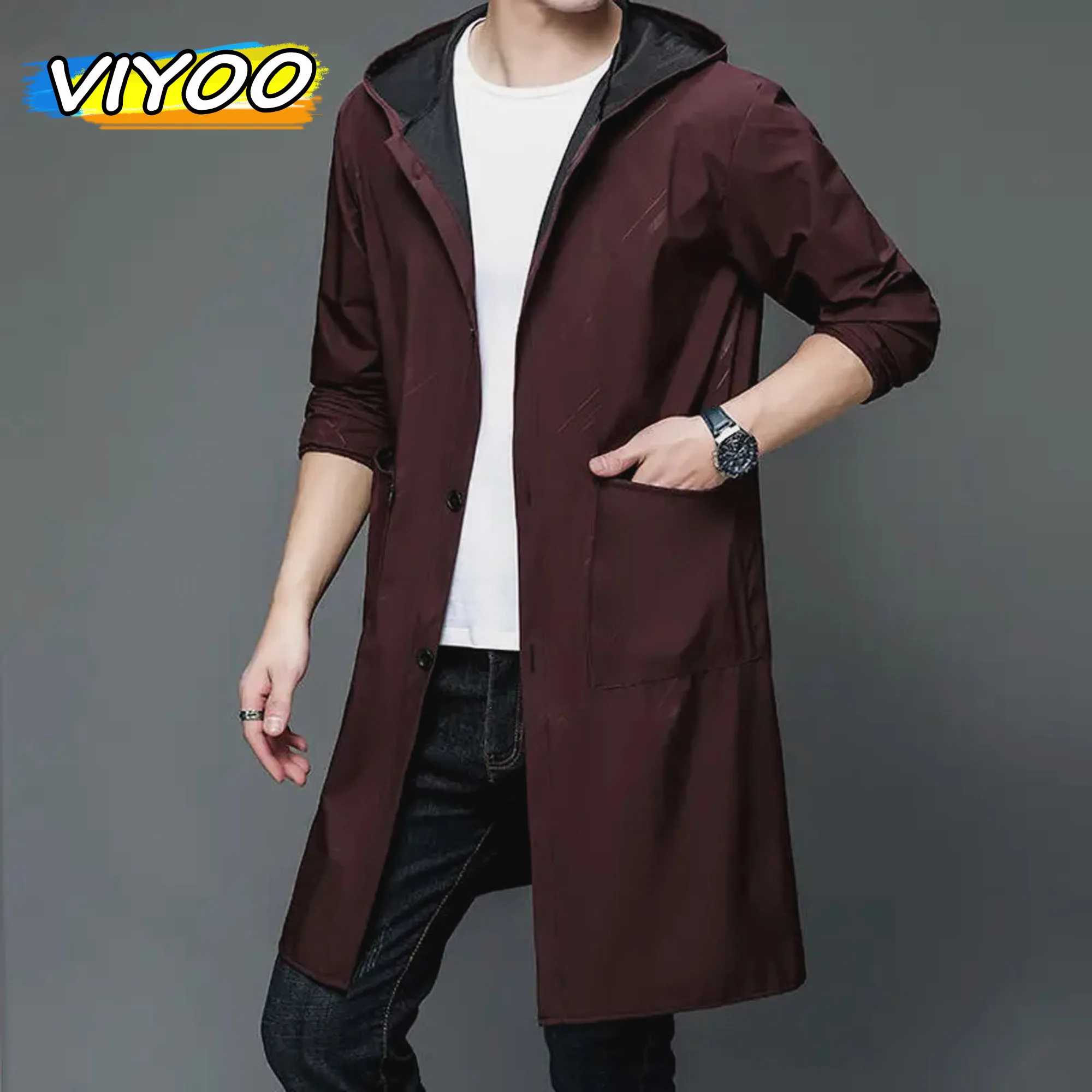 Top Trends: Men's Rain Coat Printed High Quality Windbreaker Raincoat Waterproof Hoodies Hooded Overcoat Male Trench Coat Outerwear For Men Shoppable Styles