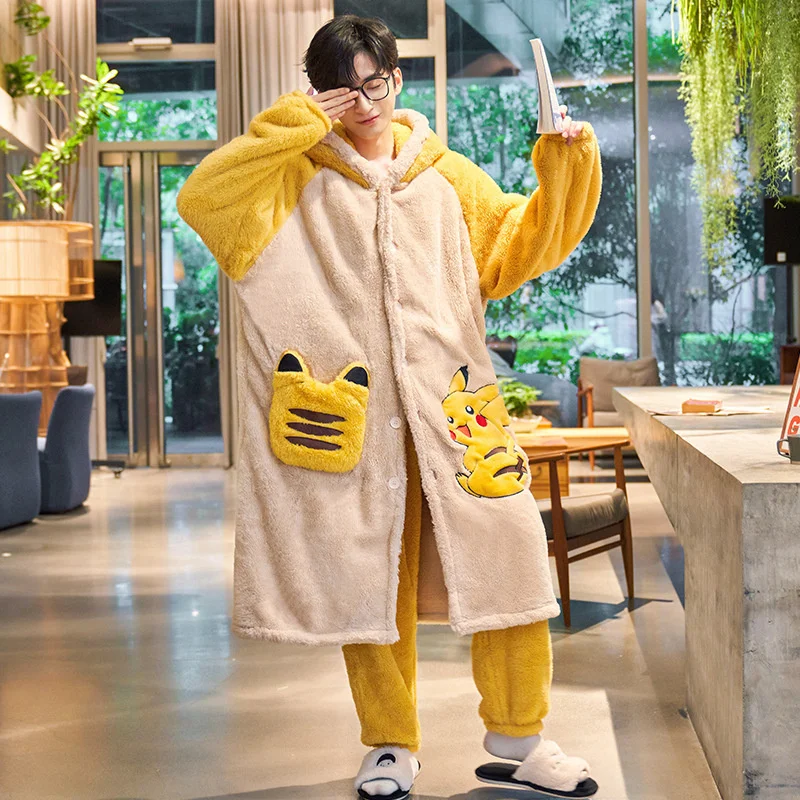 Top Trends: Cartoon Men's Bathrobe For Home Clothes Casual Kimono Winter Flannel Warm Long Robe Sets Thick Plus Size Nightgown Shoppable Styles - Image 5