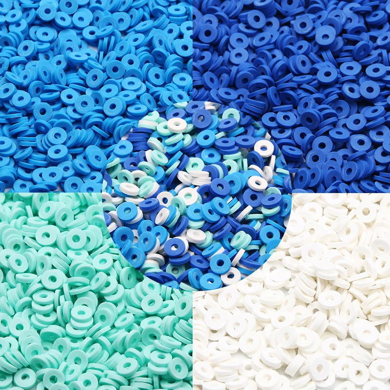 Top Trends: Polymer Clay Beads 6mm Round Rings Mixed Blue Green White Loose Slice Beads For Jewelry Making DIY Bracelet Necklace Accessories Shoppable Styles