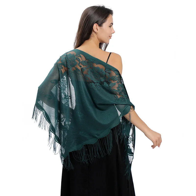 Top Trends: Elegant Women Triangle Lace Embroidered Evening Dress Shawl Wedding Bolero Shawl Hollow Ladies Shrugs Party Tassel Shawls Shoppable Styles - Image 5