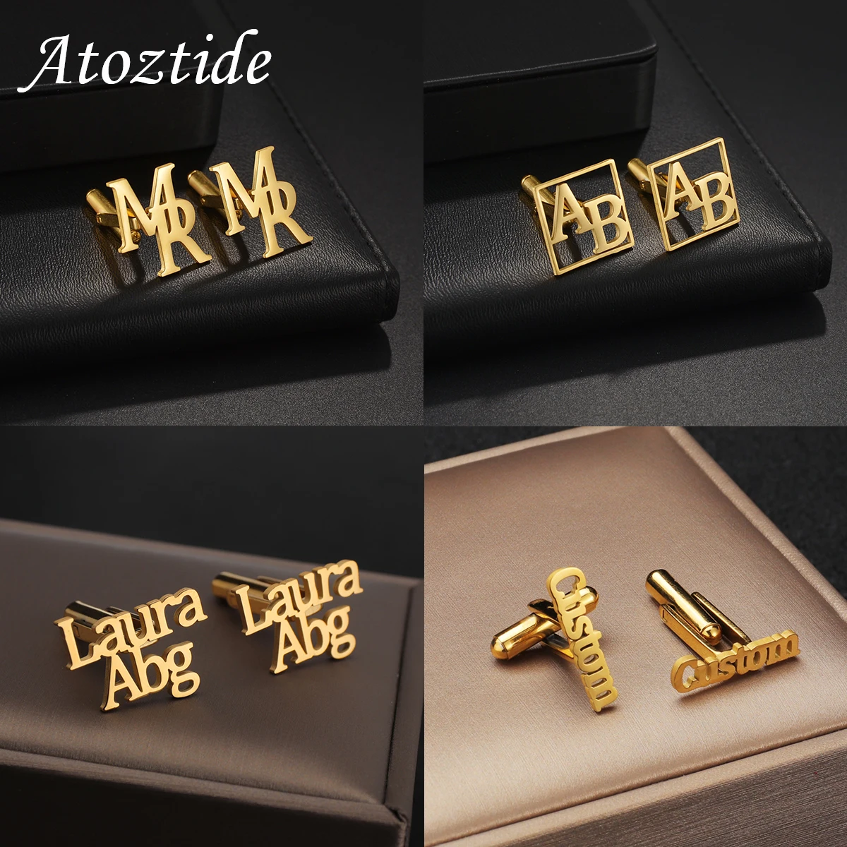 Top Trends: Atoztide Fashion Personalized Custom Name Cufflinks For Men Shirt Cuff Buttons Letter Initials Jewelry Wedding GiftsAccessories Shoppable Styles