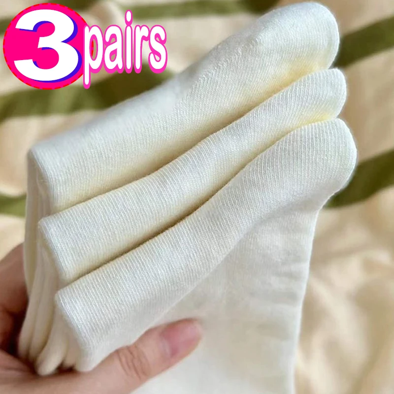 Top Trends: 1 / 3pairs Women Nylon Loose No Pilling Socks Knitting Rib Thin Spring Summer Female Socks High Tube Streetwear Calcetines Sock Shoppable Styles