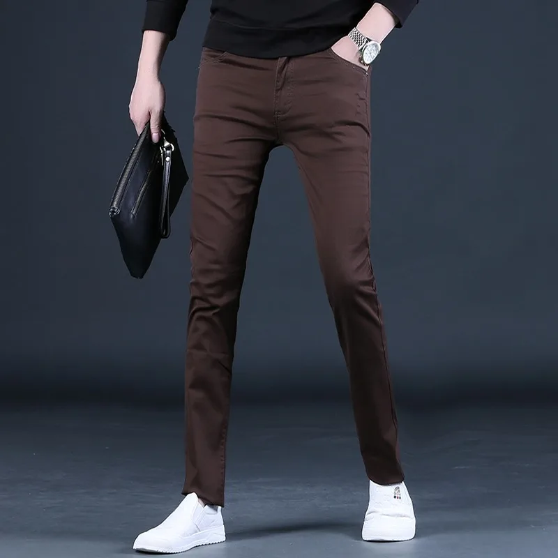 Top Trends: Autumn Coffee Casual Pants Men Korean Style Slim Fit Straight Trousers Shoppable Styles