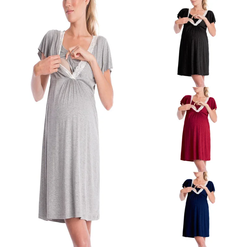 Top Trends: Maternity Breastfeeding Pajamas Nightdress Pregnant Women Home Feeding Sleepwear Dresses Pregnancy Nursing Hospital Nightgown Shoppable Styles