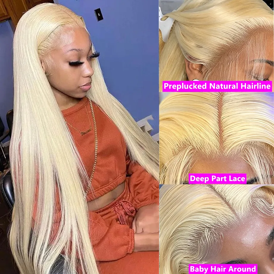 Top Trends: 613 Honey Blonde Straight 13x6 Lace Front Wig Human Hair 613 13x4 Hd Lace Frontal Wigs Brazilian Bone Virgin Hair Glueless Wig Shoppable Styles - Image 3