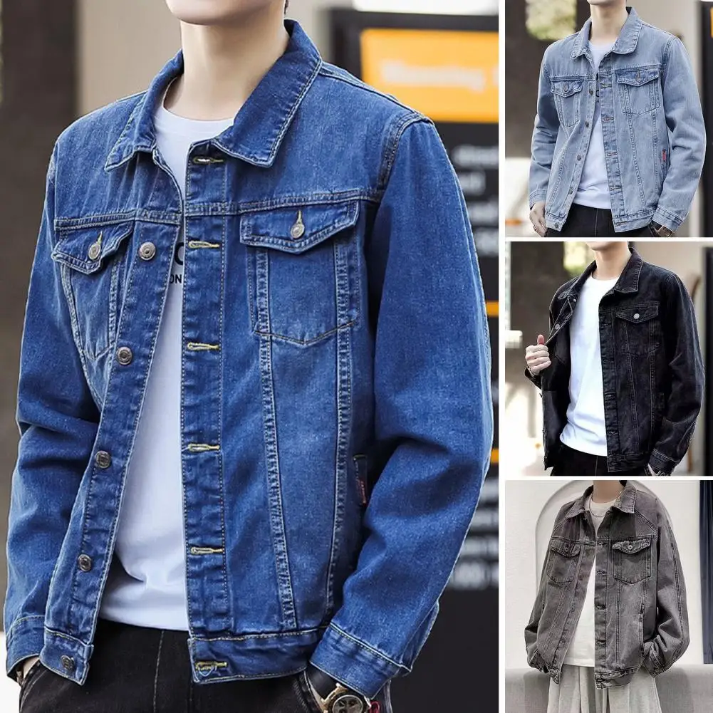 Top Trends: Men Jacket Retro Hop Style Denim Jacket With Multi Pockets Plus Size Fit For Men Streetwear Coat With Single-breasted Design Shoppable Styles