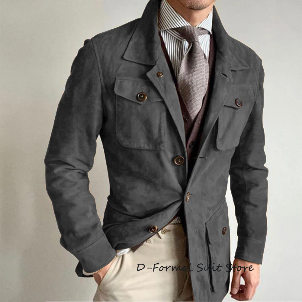 Top Trends: Men's Suede Jacket Steampunk Fashion Casual Formal Suit Loose Solid Color Coat Veste Homme Shoppable Styles