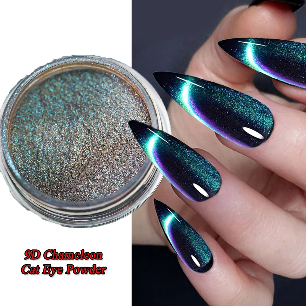 Top Trends: 9D Cat Magnet Nail Powder Shinning Holographic Effect Chameleon Glitter Chrome Pigment Dust UV Gel Polish Nail Art Decorations # Shoppable Styles