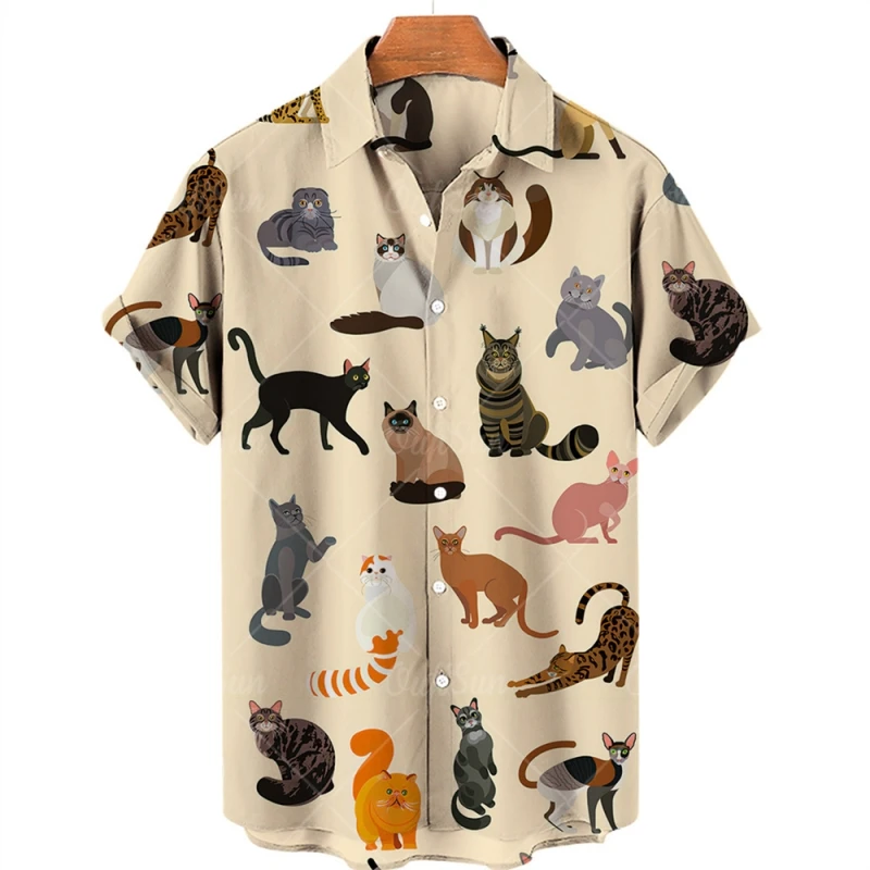 Top Trends: 2023 3D Stylish Men's Cute Cat Anime Pattern Graffiti Elegant Shirts For Men Blouse Top With Sleeves Social Summer Clothes Shoppable Styles