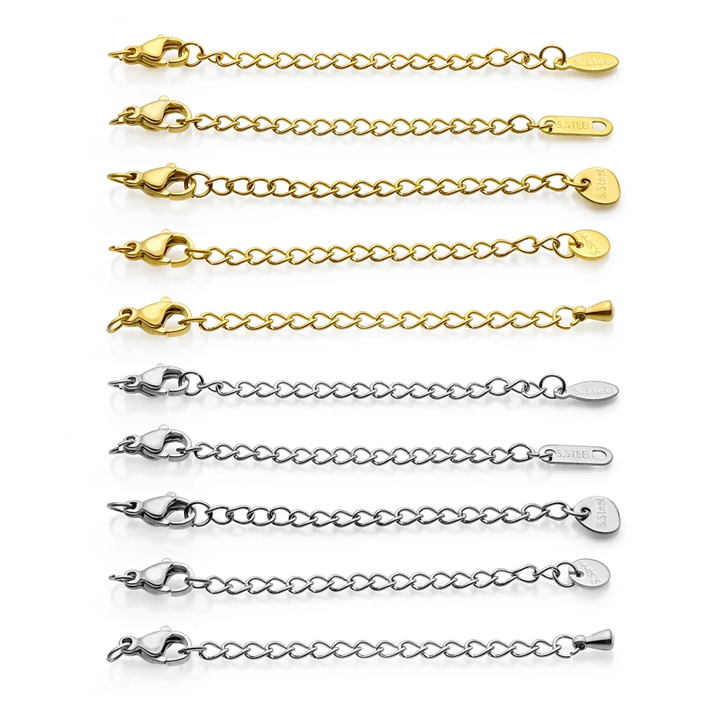 Top Trends: 10-20pcs Stainless Steel Extension Tail Chain Lobster Clasps Connector Extended Chain For Bracelet Necklace Jewelry Making DIY Shoppable Styles