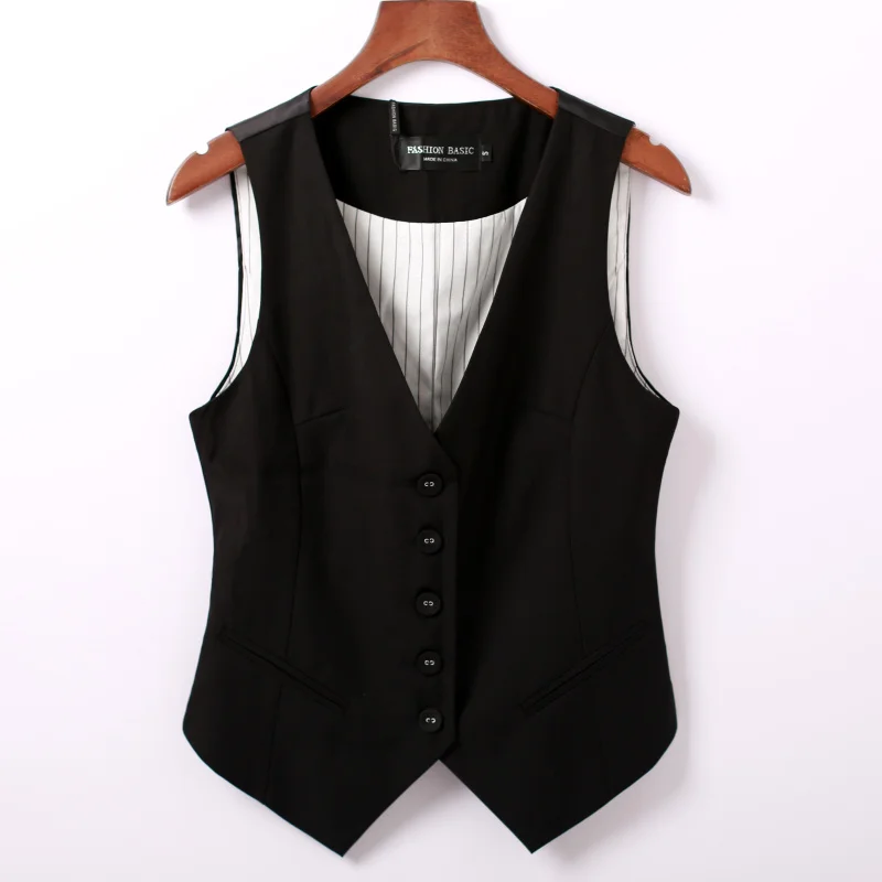 Top Trends: #0714 Spring Autumn Suit Vest Women Sleeveless Jacket Short Office Vest Coat Slim Single Breasted Vest Waistcoat Female Black Shoppable Styles