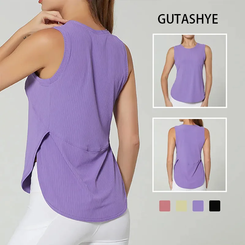 Top Trends: GUTA S-XL Yoga Shirt Women Gym Shirt Quick Dry Sports Shirts Back Gym Top Women&#039;s Fitness Shirt Sleeveless Sports Top Yoga Vest Shoppable Styles