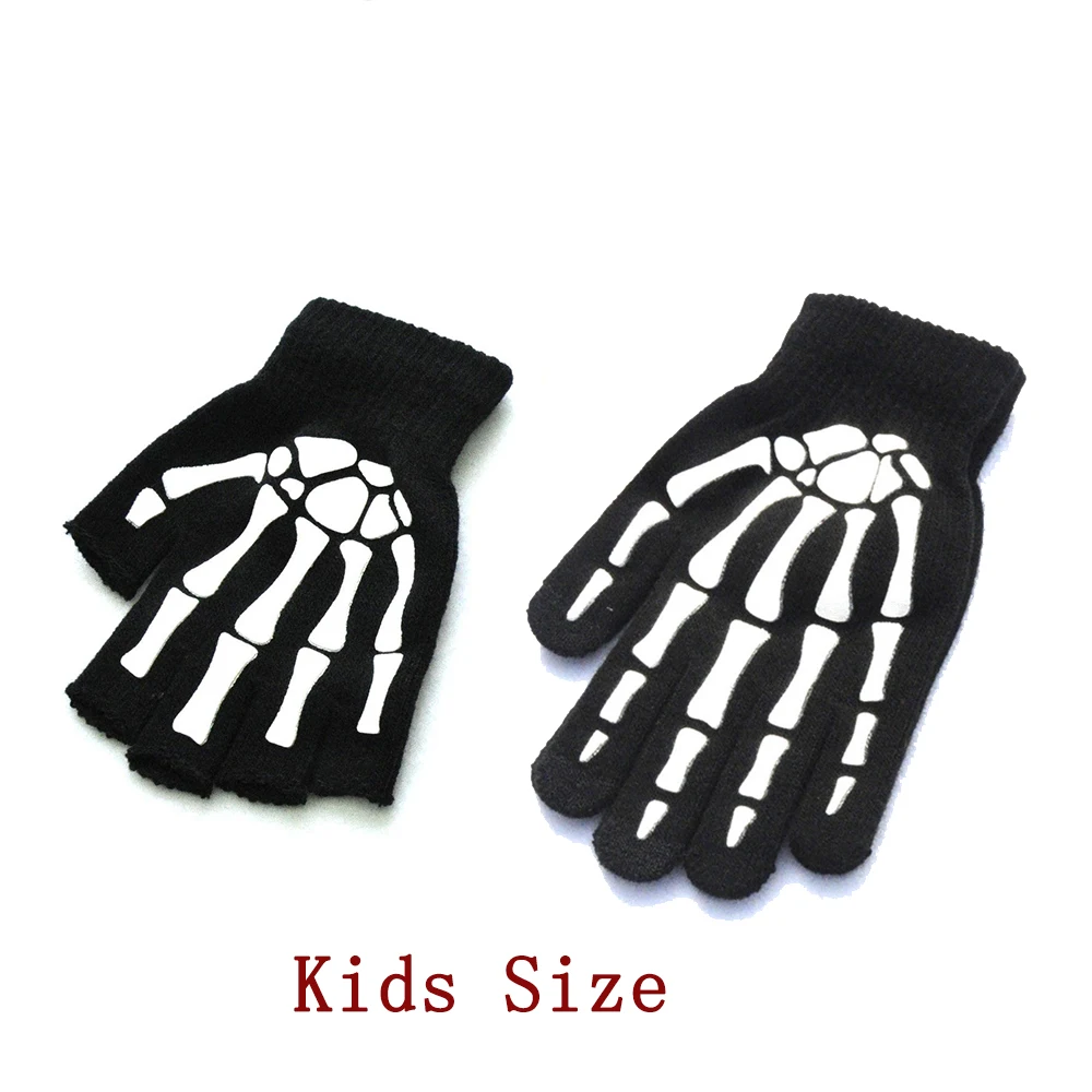 Top Trends: Childs Halloween Supplies Luminous Gloves For Winter Hand Warmer Bone Skull Grimace Mitten Non Slip Horror Hand Keep Warm Gloves Shoppable Styles