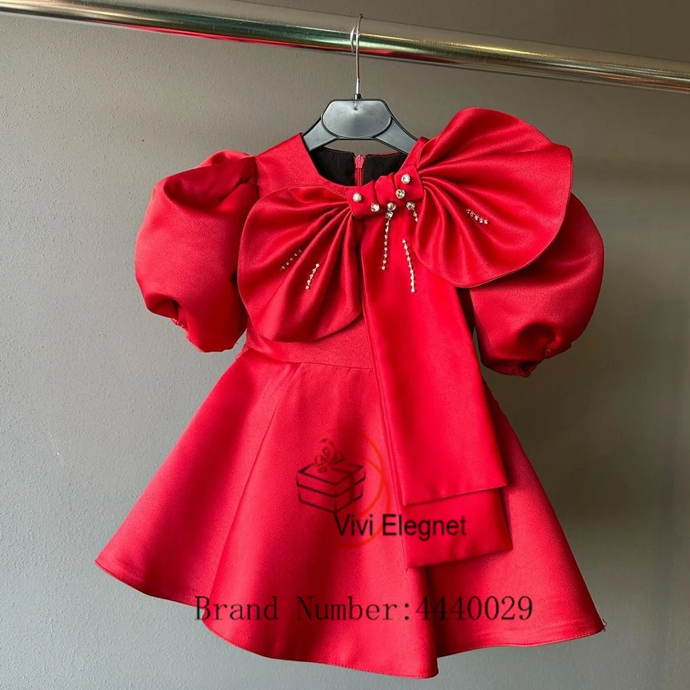 Top Trends: Charming Red Flower Girl Dresses With Beading Bow Short Sleeve Wedding Party Gowns 2023 Ummer Satin Bow فساتين للحفلات الراقصة Shoppable Styles