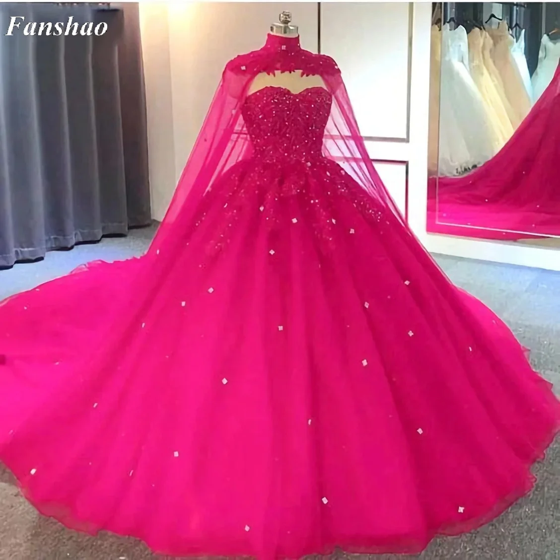 Top Trends: Fanshao Wd730 Sweetheart Quinceanera Dress With Cape For 15 Years Fashion Lace Beads Court Train Princess Birthday Party Gown Shoppable Styles - Image 2