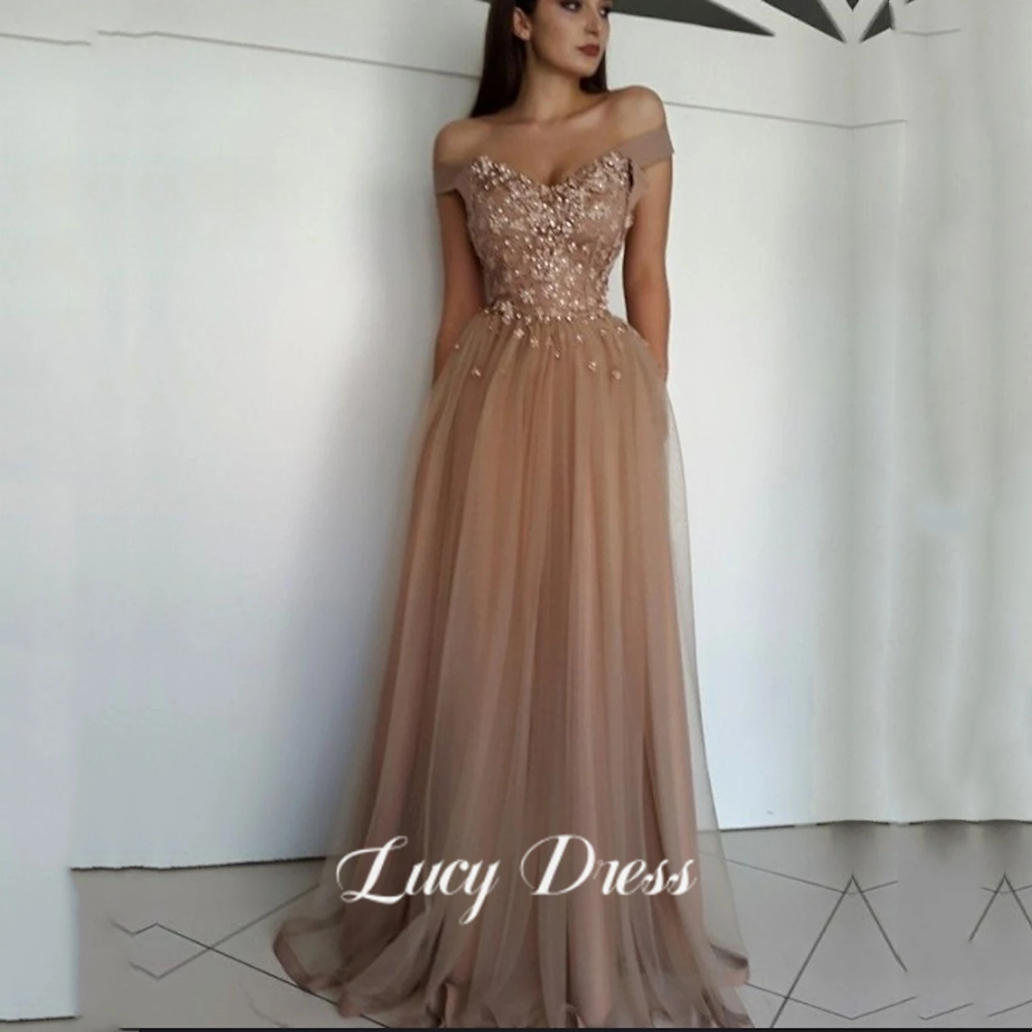 Top Trends: Lucy Elegant Evening Dresses For Women Luxury Woman Party Dress Sweetheart Bead Embroidery Mesh Champagne Sharon Happy Line A Shoppable Styles