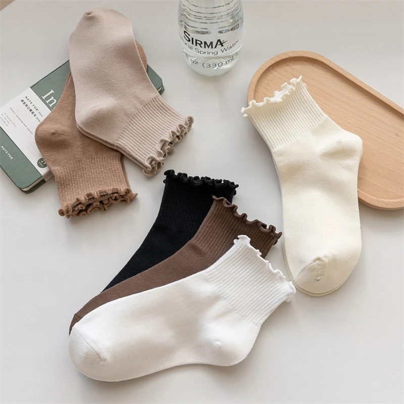 Top Trends: Cute Socks For Women New Spring Summer Japanese Style Breathable Girls Short Socks Kawaii Solid Socks Frilly Ruffle Socks Casual Shoppable Styles - Image 4