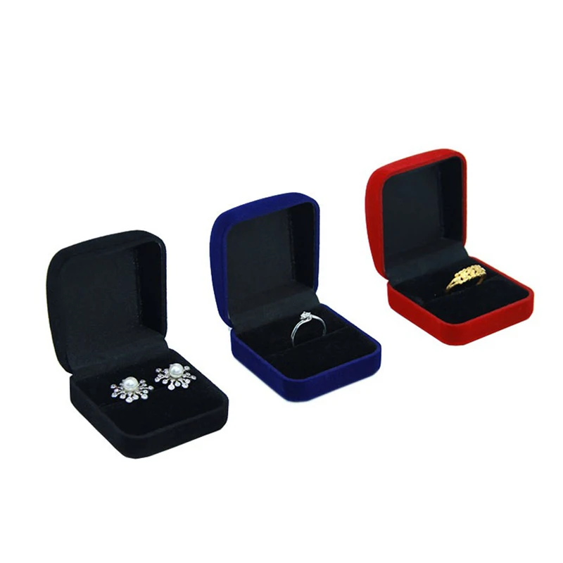 Top Trends: Wholesale Engagement Ring Box Black Velvet Stud Earring Storage Packing Foldable Box Wedding Ring Valentine's Day Gift Organizer Shoppable Styles - Image 2