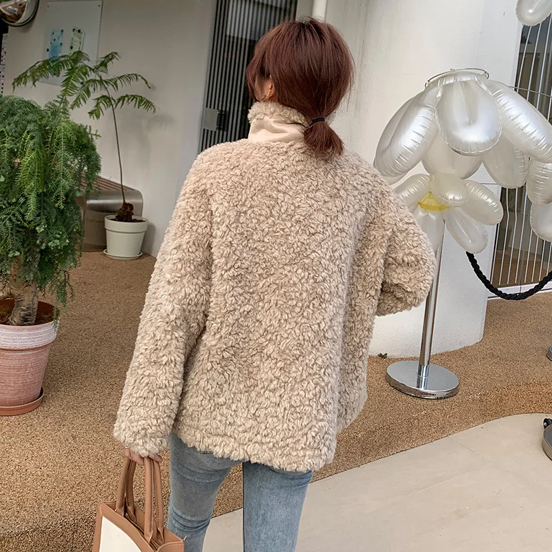 Top Trends: Semir Coat Women Loose Warm Fashion Imitation Lamb Wool Jacket Autumn New Lapel Top Retro Shoppable Styles - Image 6