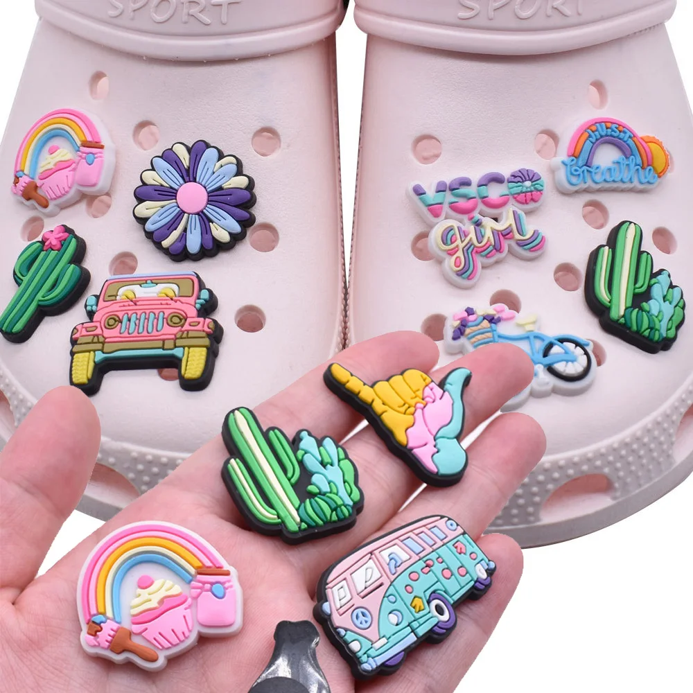 Top Trends: Wholesale 1pcs PVC Shoe Charms For Crocs Beach Vacation Accessories Women Clogs Buckle Kids Pins Men Decoration Jeans X-mas Gift Shoppable Styles