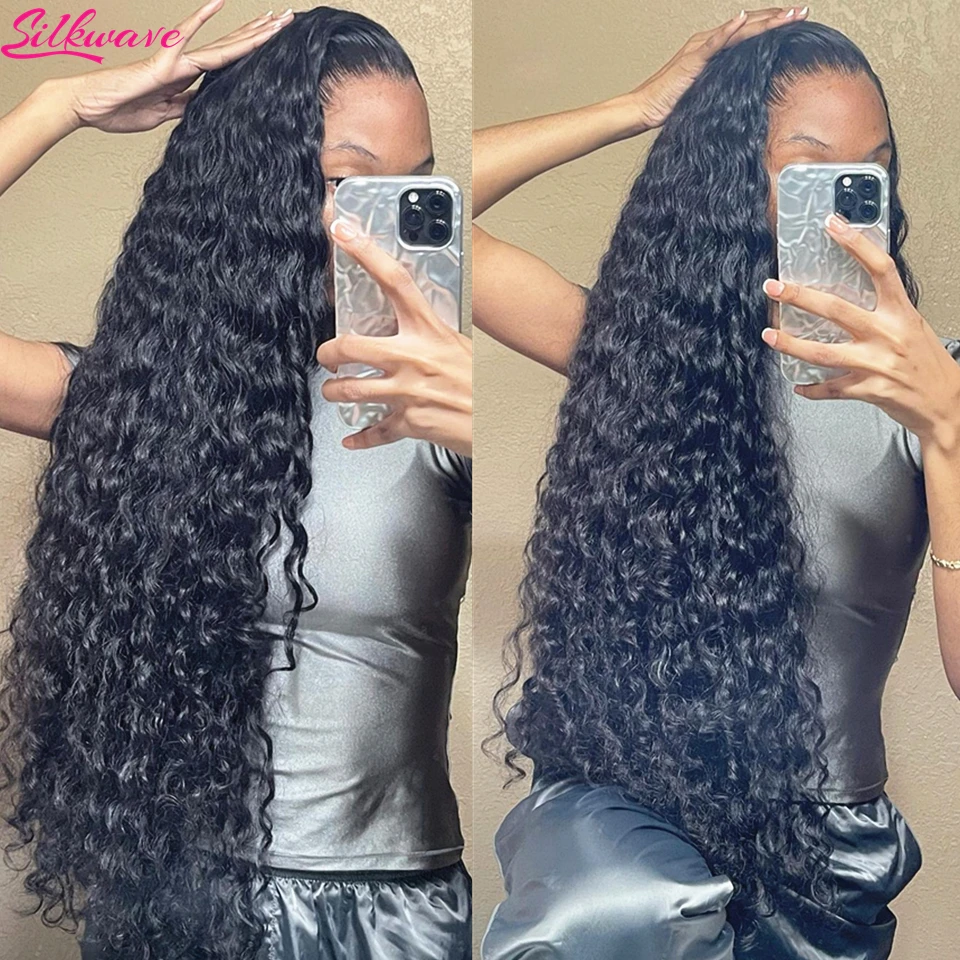 Top Trends: 250 Density 13X6 HD Lace Transparent Deep Water Wave Frontal Wig 13x4 Curly Human Hair Glueless Wig For Black Women 30 40 Inch Shoppable Styles