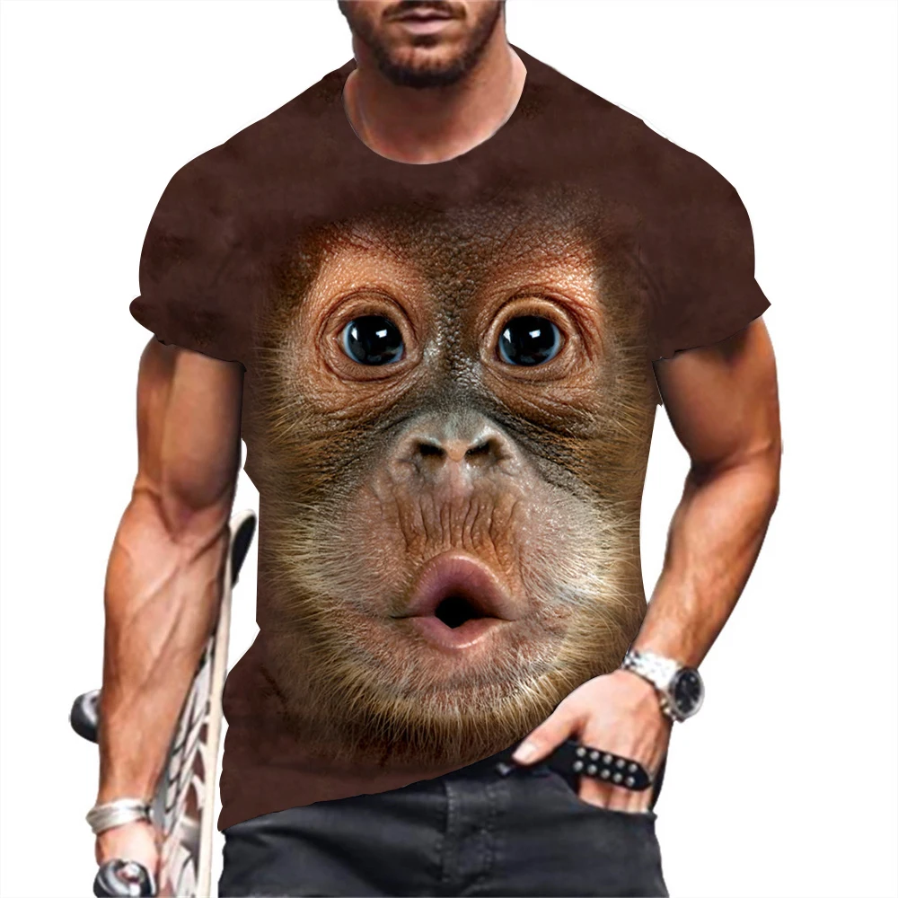 Top Trends: Summer Men Funny Animal Monkey Print 3d Printed T-Shirt Fashion Fun Hip Hop Harajuku Trend Loose Personality Plus Size Top Shoppable Styles