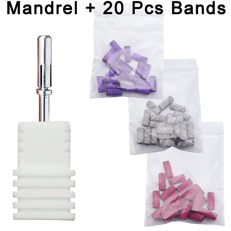 Top Trends: 21pcs Per Set 3mm Mandrel With Sanding Bands Pink Mini Zebra Sanding Bands Stainless Steel Nail Drill Bits Mandrel 3 Grits Shoppable Styles