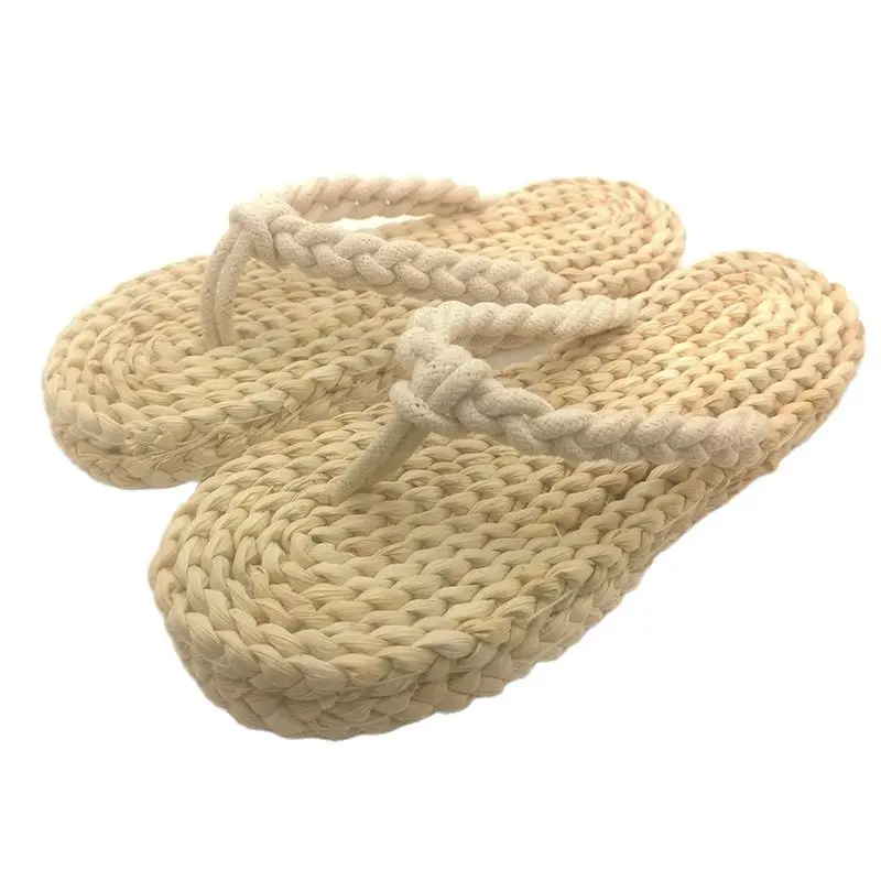 Top Trends: 2023 New Hand-Woven Straw Sandals Breathable Function Natural Environmental Protection Men'S And Women'S Indoor Flip-Flops Shoppable Styles