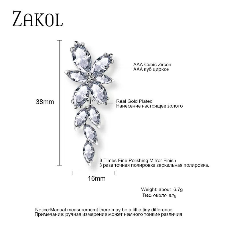 Top Trends: ZAKOL Fashion Leaf Zircon Wedding Earrings For Women White Gold Color Marquise Crystal Bridal Earring Party Jewelry Gift Shoppable Styles - Image 4