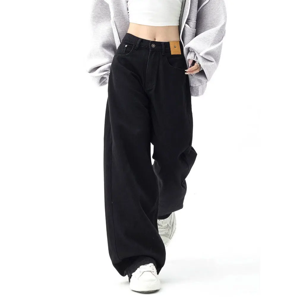 Top Trends: Black Baggy Jeans Women Y2K Harajuku Hippie Korean Oversize Wide Leg Denim Pants Female Casual Kpop Streetwear Trousers Shoppable Styles