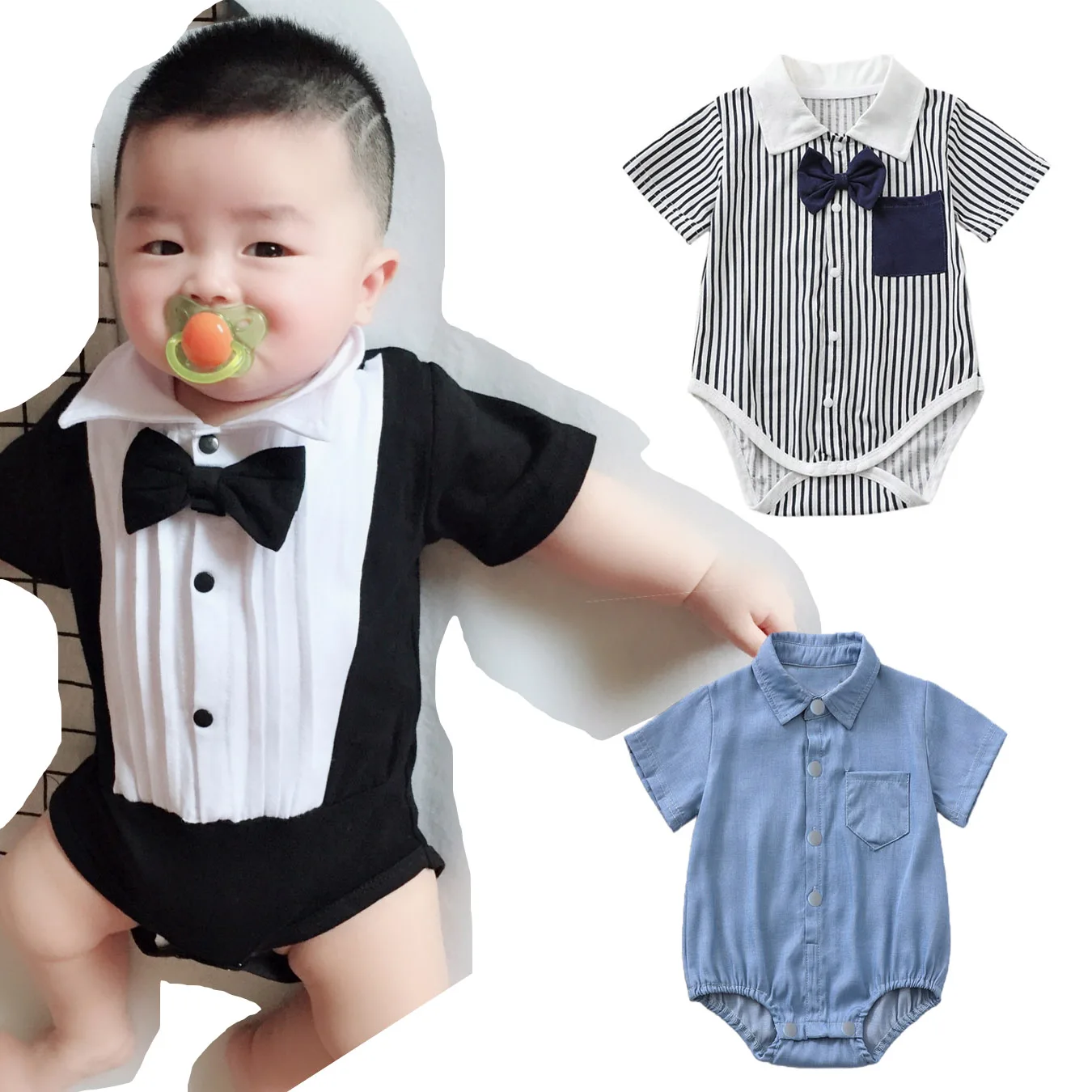 Top Trends: Summer Baby Girl Boy Clothing Gentleman Shirt Romper Body Lapel Short Sleeves Newborn Outfits Toddler Infant Jumpsuit Shoppable Styles