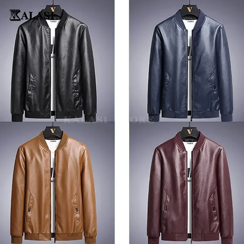 Top Trends: Spring Autumn Men Motorcycle Casual Leather Jacket Mens Faux PU Jacket Man Biker Vintage Fashion Jacket Coats Male Plus Size 8XL Shoppable Styles