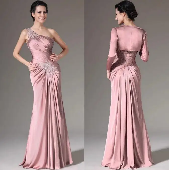 Top Trends: 2022 Dusty Rose Mother Of The Bride Dress With Jacket Applique Satin Two-Pieces Wedding Party Mother Celebrity Prom Gown Mermaid Shoppable Styles