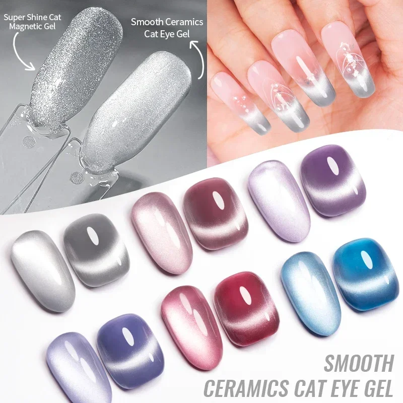 Top Trends: Smooth Ceramics Cat Magnetic Gel Nail Polish Sparkling Silver Moonlight Cat Eye Effect Soak Off Semi-Permanent Nail Art Varnish Shoppable Styles