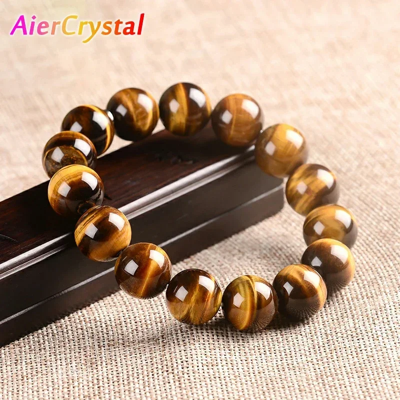 Top Trends: Fashion Tiger Eye Bracelet Men And Women Charm Natural Stone Jewelry Healing Buddha Elastic Rope Couple Crystal Bead Bracelet Shoppable Styles