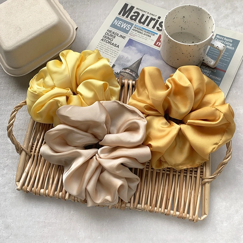 Top Trends: Oversized Hair Scrunchies For Women Solid Satin Silk Scrunchie Hair Rubber Bands Elastic Hair Ties Accessories Ponytail Holder Shoppable Styles - Image 4