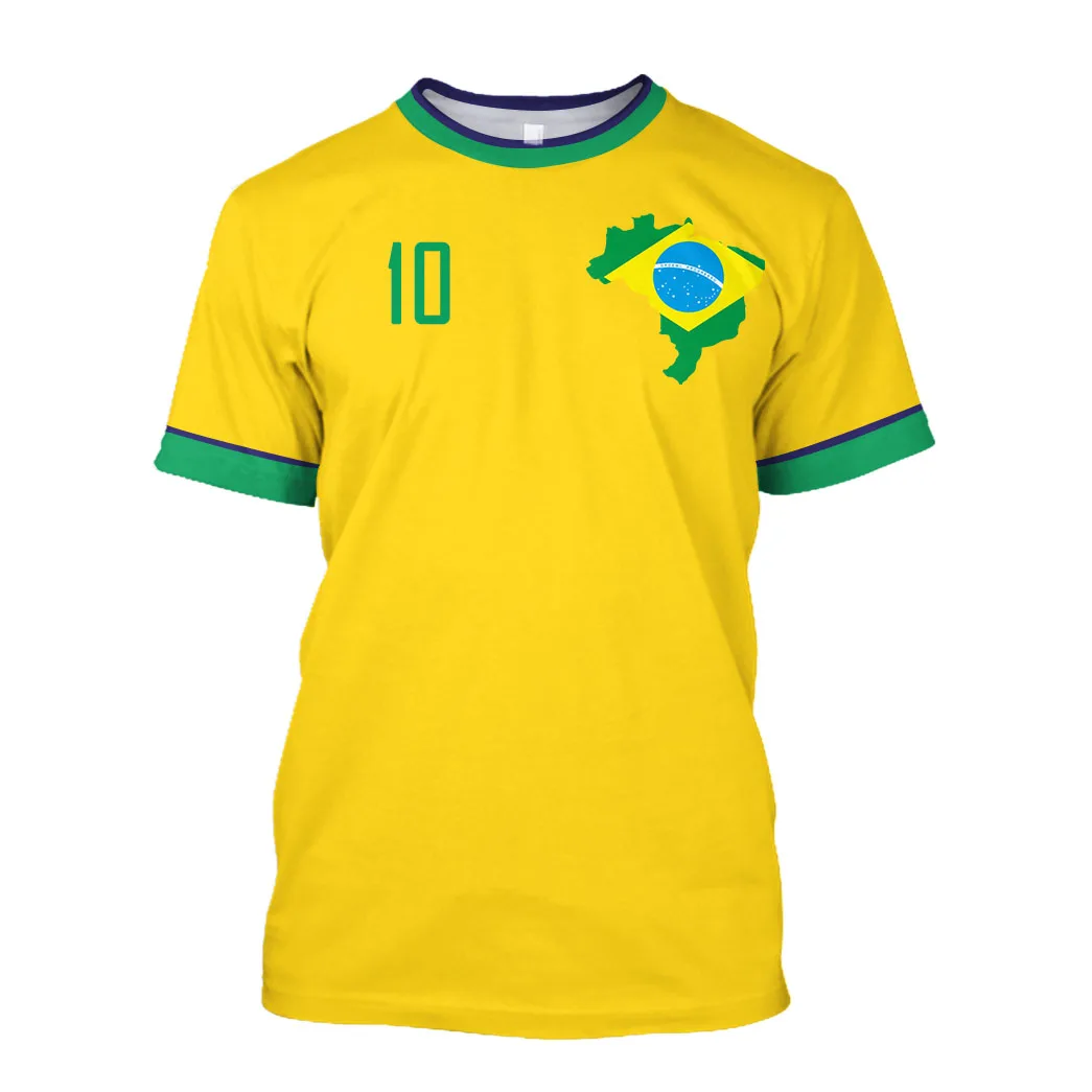 Top Trends: Brazilian Style Football T-shirt Men's 3d O-neck Shirt Brazilian Flag Printed Fashion Leisure Quick Dry Sportswear Men's Tops Shoppable Styles